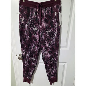 Jones New York Sport Burgundy Jogger Sz Large Zip Pocket Drawstring NWT Cuffed